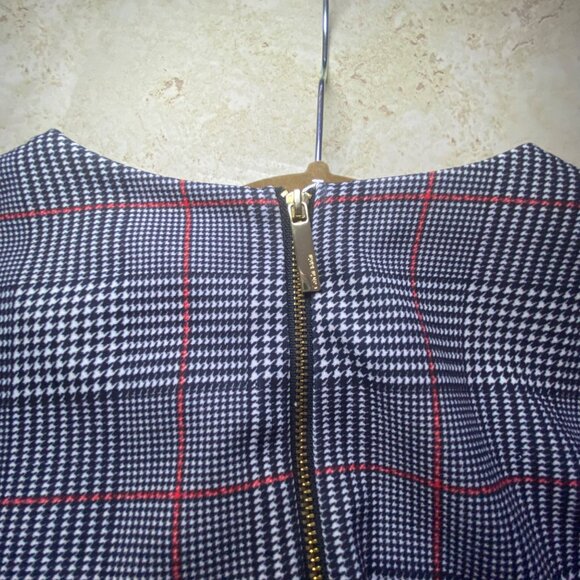 Calvin Klein Plaid Bell Sleeve Dress Houndstooth Pattern Knee Length Back Zip - Picture 6 of 8